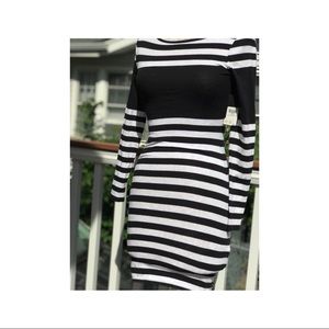 Guess Black and white stripped form fitting dress